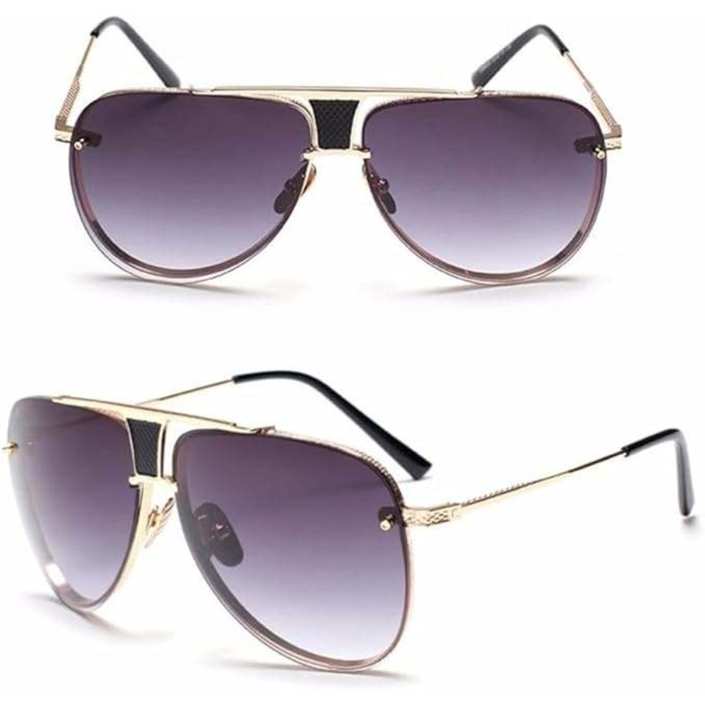 Aviator Sunglasses  Men Women Gold‎ Frame Black Lens Fashion Sun Glasses Pilot